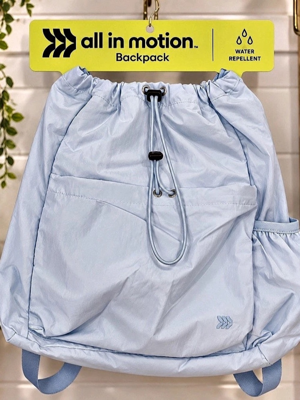 All in Motion Water-Repellent Cinch Backpack – Light Blue – New With Tags